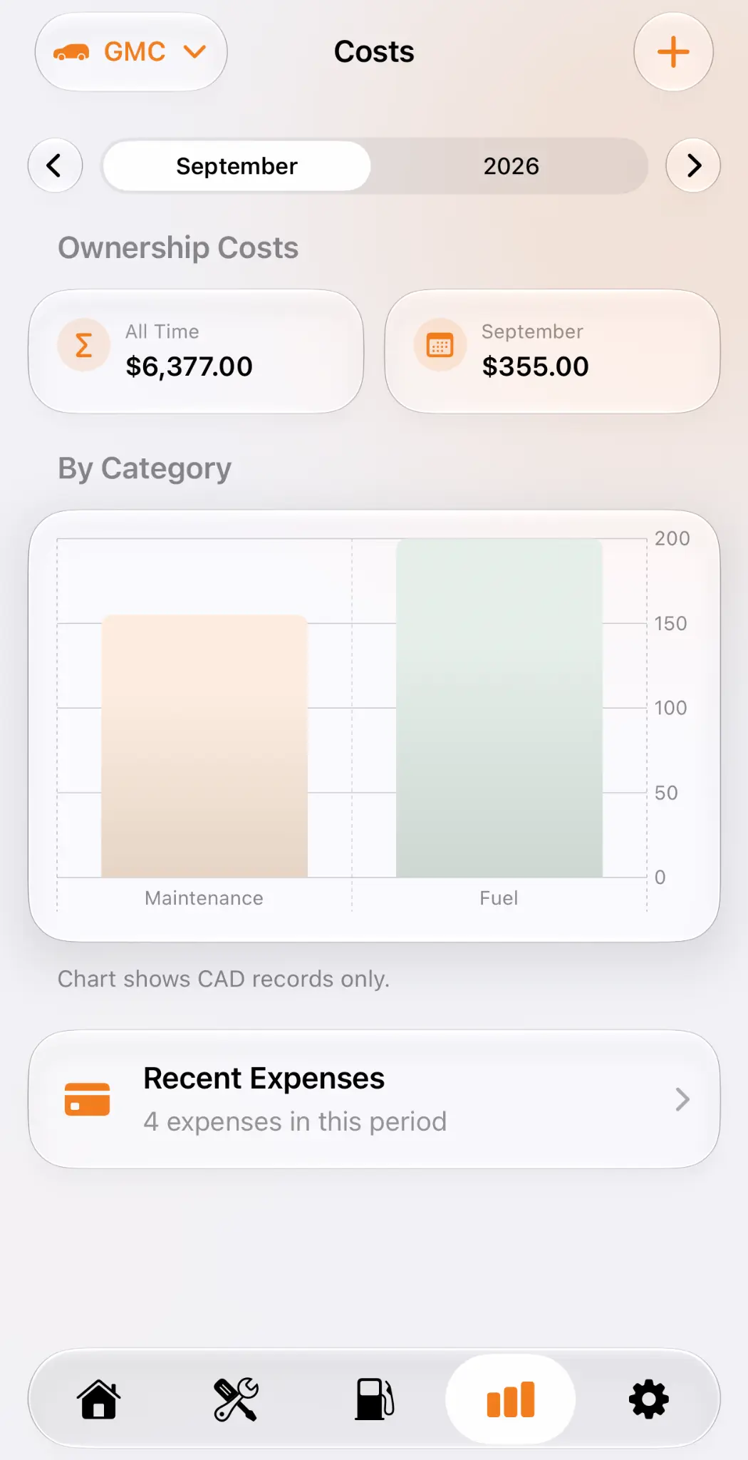 GarageMint add vehicle screen